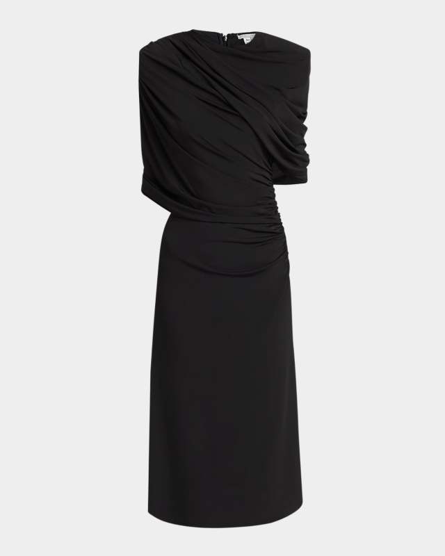 Draped Cape Midi Dress